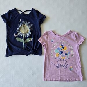 Carters Kids' Tees - Set of 2 (Sunflower and Heart Graphics)
